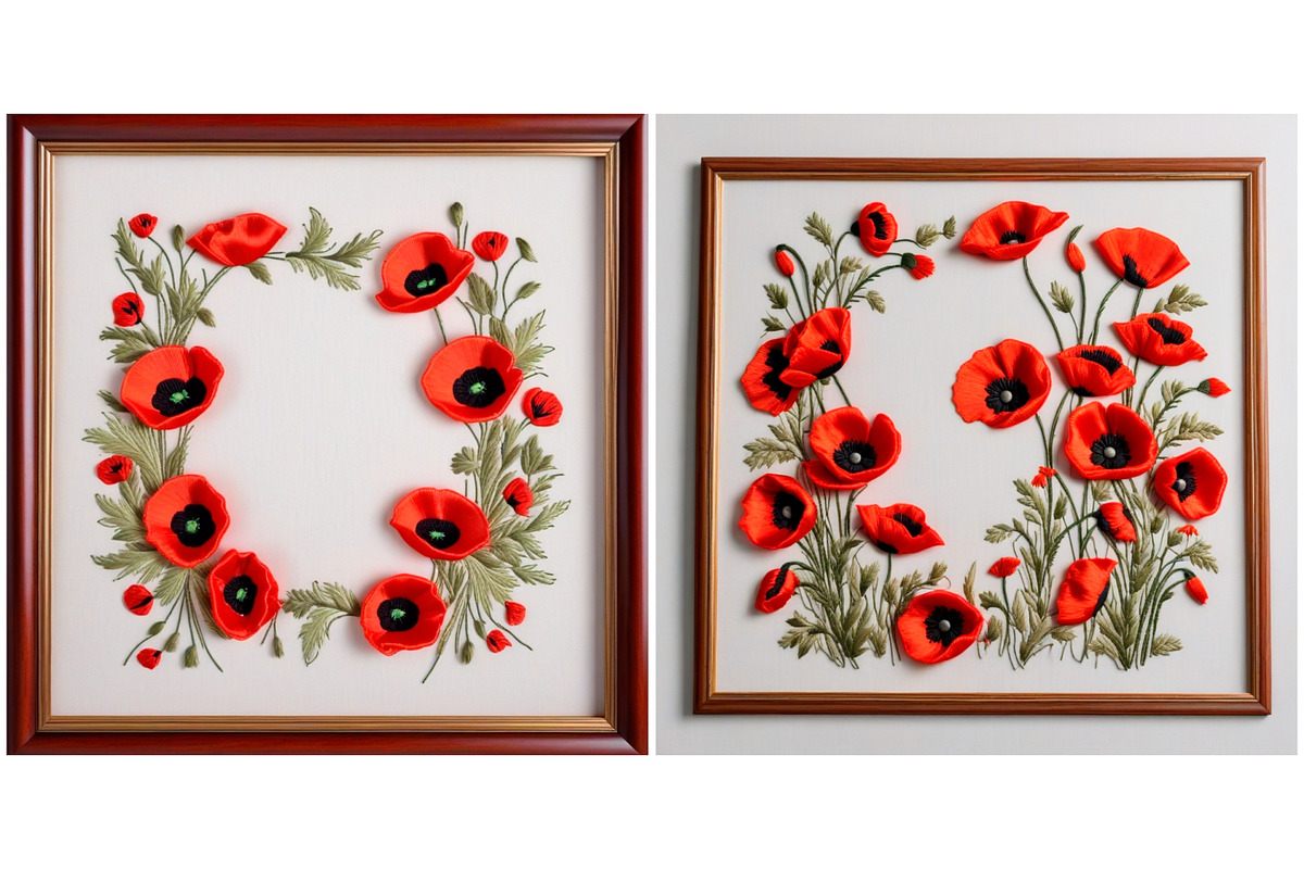 Embroidered Flower Poppy Background, a Background Graphic by IrySha (Photo 3 of 4)