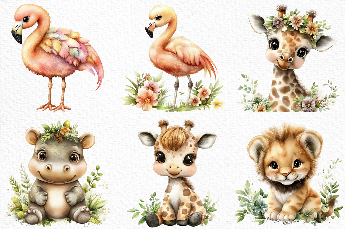 Watercolor - Safari Animals Png, an Illustration by Craft Nest (Photo 5 of 11)