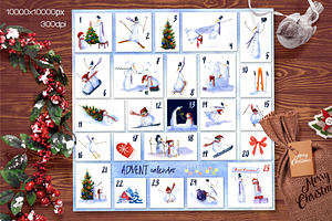 SNOWMEN Watercolor Winter Set