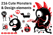 216 Cute Monsters & Design Elements, an Object Illustration by crafty (Thumbnail 1 of 16)