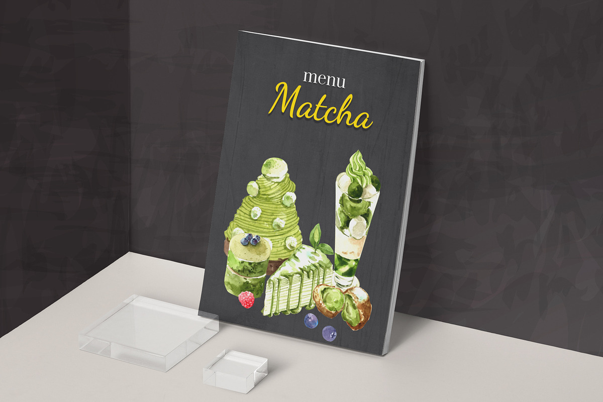 Matcha Dessert,Japanese watercolor, a Food Illustration by CreativeValuation (Photo 12 of 13)