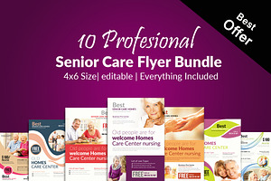 10 Senior Care Homes Flyers Bundle, a Flyer Template by Psd Templates