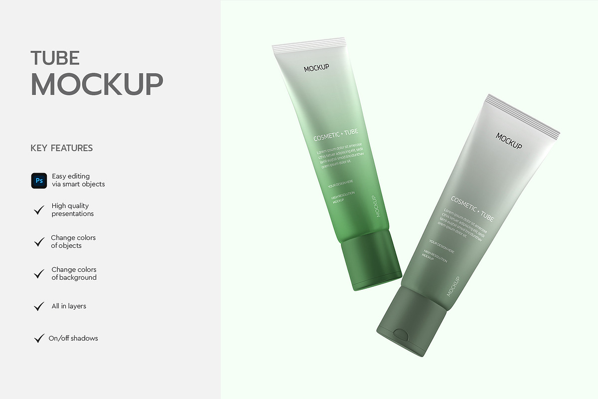 Skincare Cosmetic Cream Tube Mockup, a Product Mockup by graphypix (Photo 2 of 4)