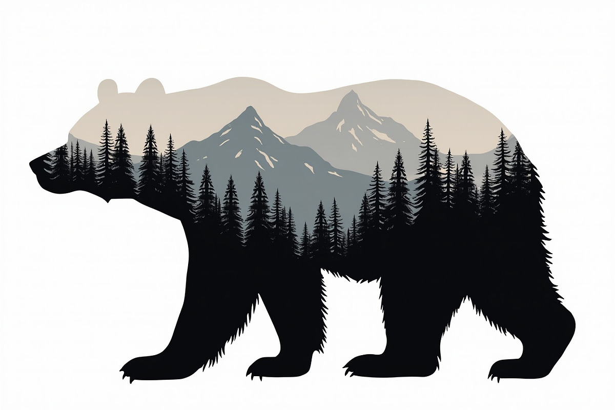 Wilderness Bear Double Exposure Set, an Illustration by musafir_fashion (Photo 3 of 10)
