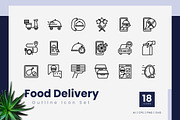 Food Delivery Outline Icons, an Outline Icon by Zeer Graphic (Thumbnail 1 of 2)