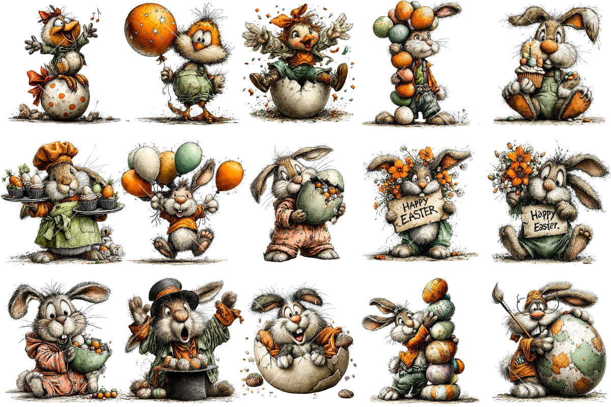 Whimsical Easter Animal Clipart, an Illustration by OK Design (Photo 3 of 6)