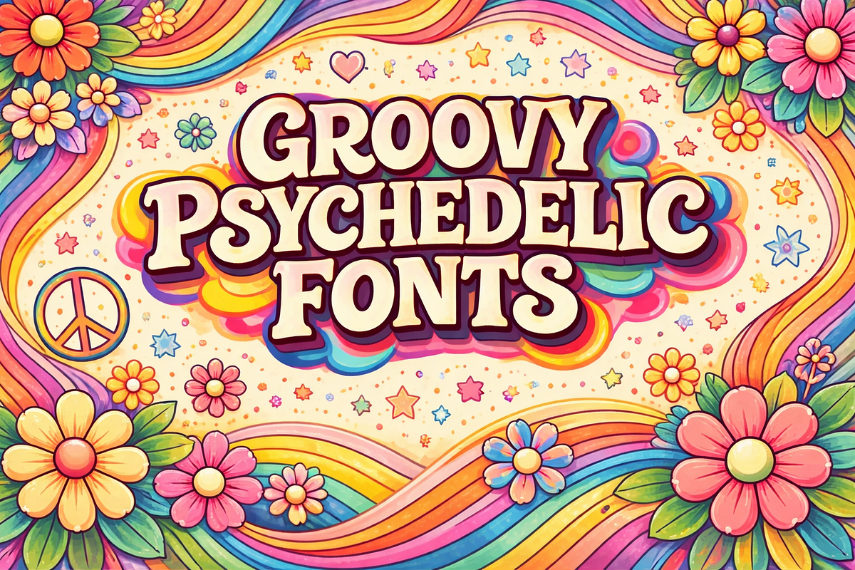 groovy psychedelic Retro fonts, a Script Font by RAHMAT (Photo 7 of 8)