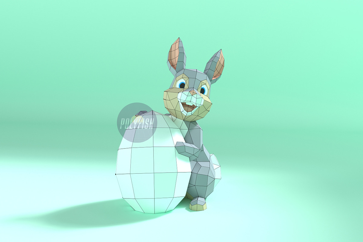 Easter Bunny Papercraft template, a Pattern Graphic by PolyFish (Photo 7 of 8)