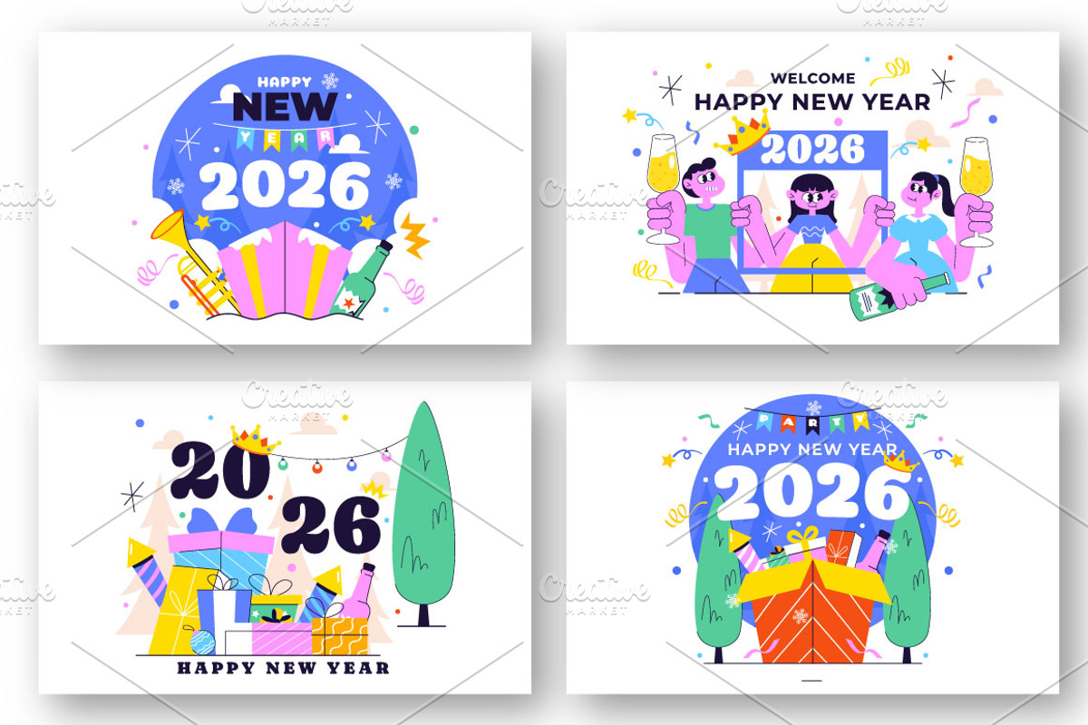 12 Happy New Year 2026 Illustration, a Seasonal Illustration by denayunebgt (Photo 4 of 4)