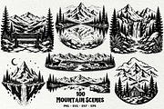 Mountain Scenes SVG Graphics, a Decorative Illustration by DENIDigitalArtSudio (Thumbnail 1 of 8)