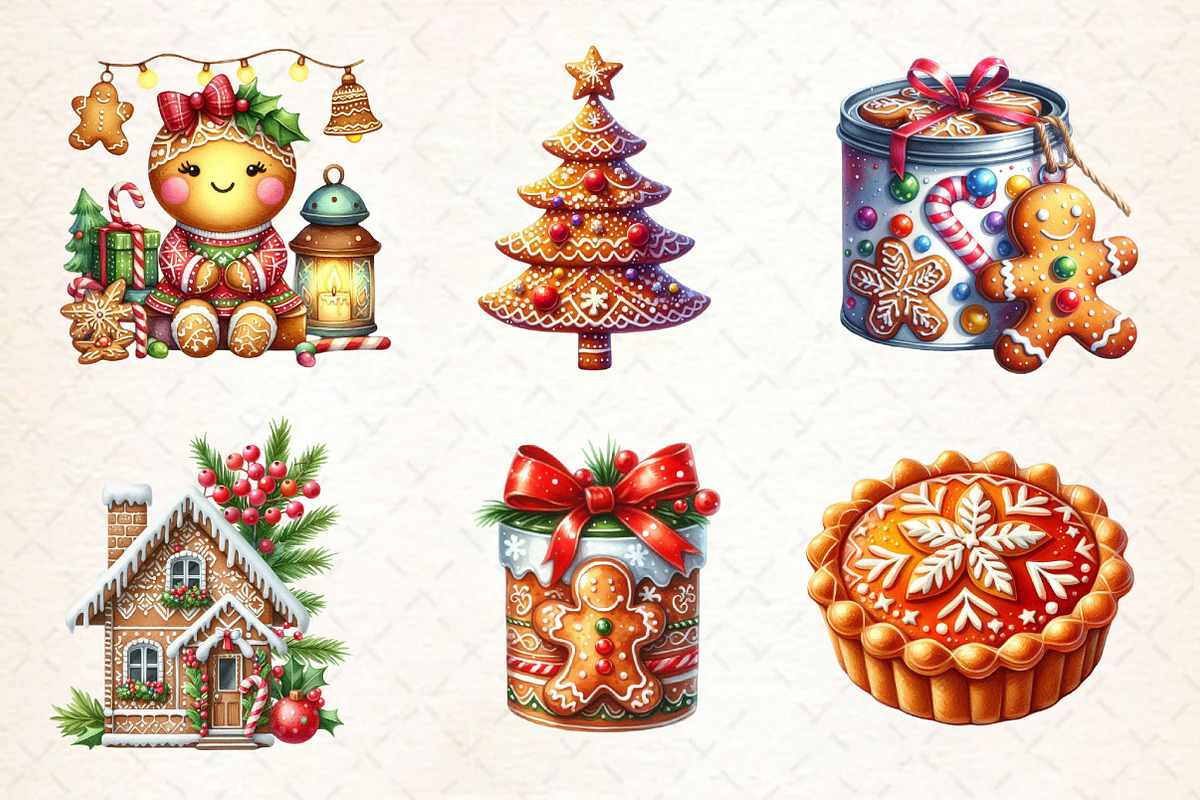 Christmas Gingerbread Clipart Bundle, a Work Illustration by Dream Creation (Photo 2 of 4)
