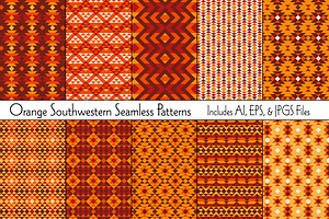 Orange Southwestern Vector Patterns