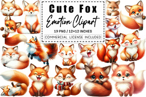 Fox with Emotion Clipart Bundle, a Graphic by CitraGraphics