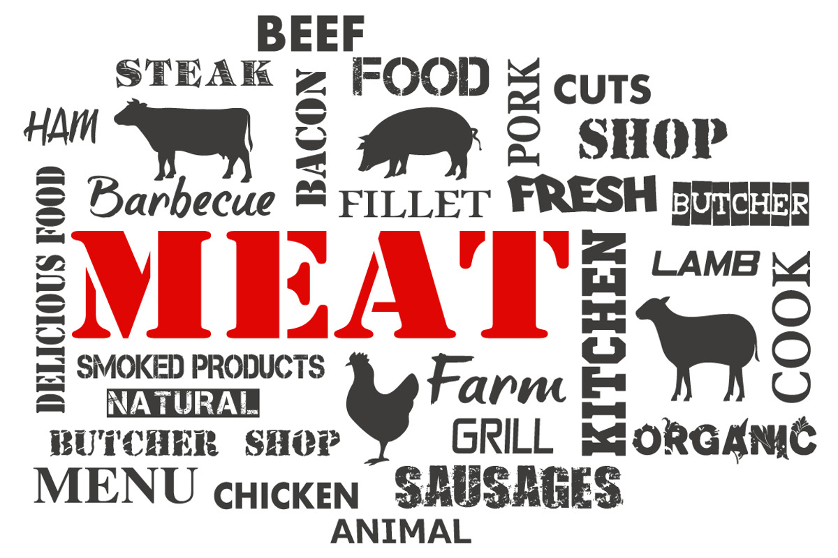 Meat. Text set of butcher, a Graphic by Tomass2015 (Photo 1 of 3)