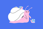 Cute, funny snails set + backgrounds, an Animal Illustration by PaperTrident (Thumbnail 3 of 26)