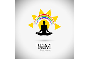 Logo yoga hand drawn. Not AI, Vector, a Healthcare Illustration by Nenahliadava Design