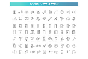 Door Hardware and Installation Icons, an Outline Icon by Tettygreen