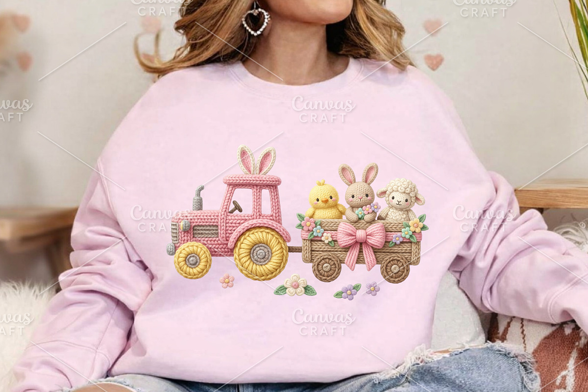 Crochet Easter Tractor PNG, an Illustration by Canvas Craft (Photo 5 of 6)