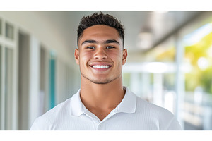 Smiling young Maori male in white, a Person Photo by Lermont51