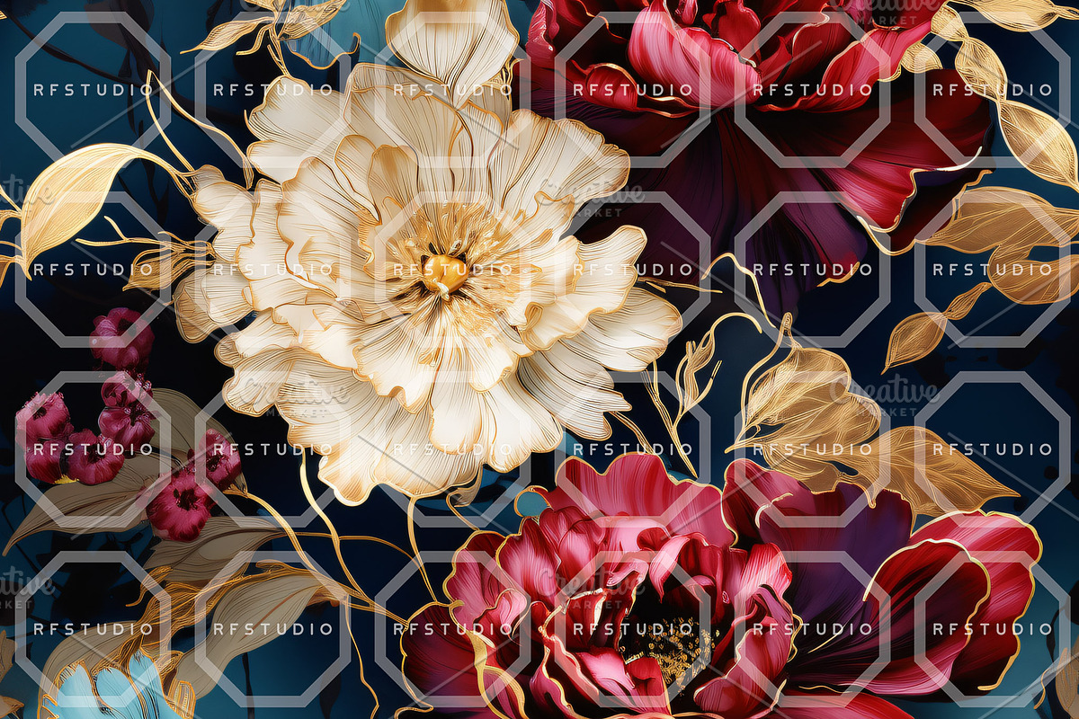 GEMSTONE BLOOMS. Seamless Patterns, a Texture Illustration by RefinedFantasyStudio (Photo 7 of 9)