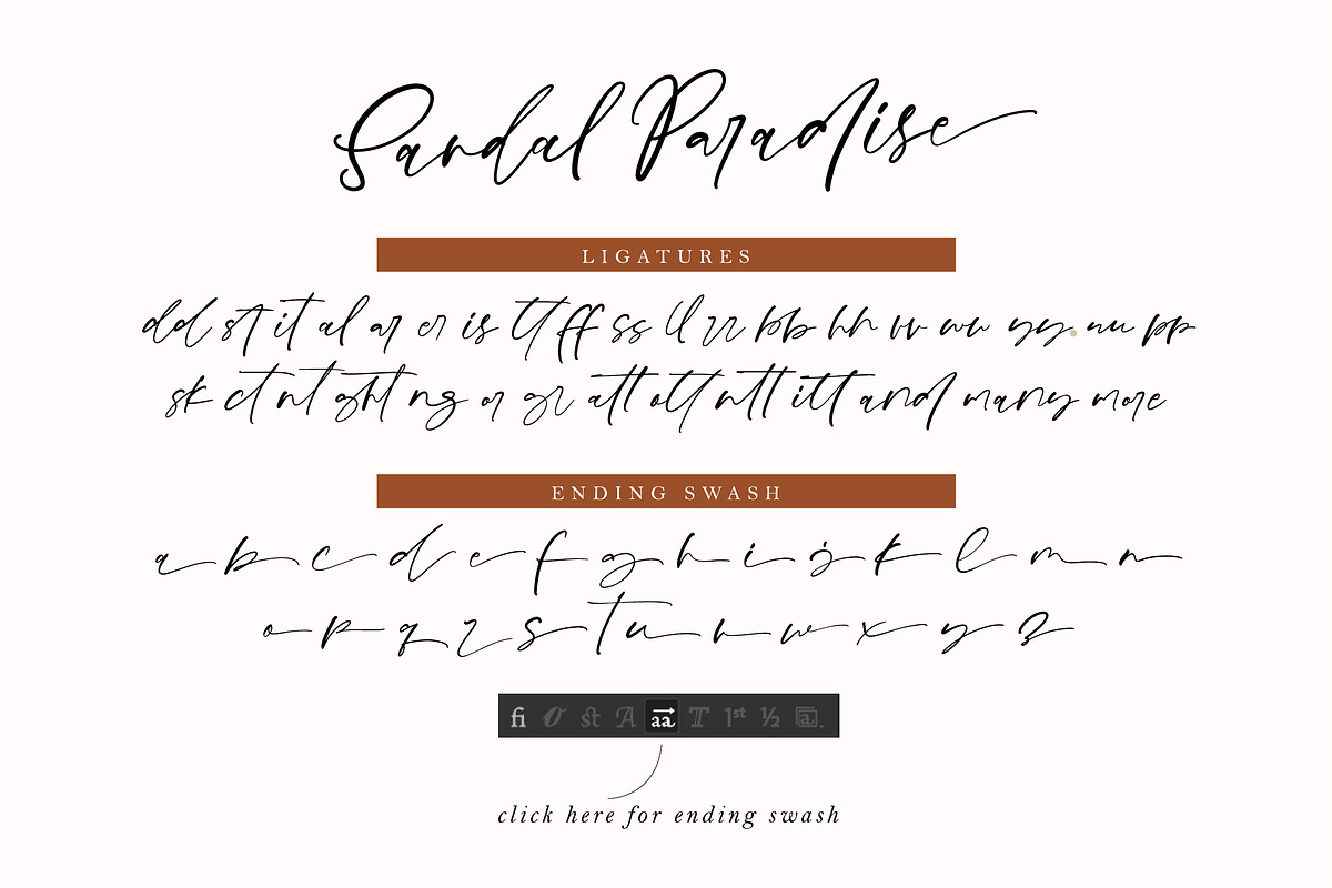 Sandal Paradise Signature, a Script Font by etigletters (Photo 8 of 9)