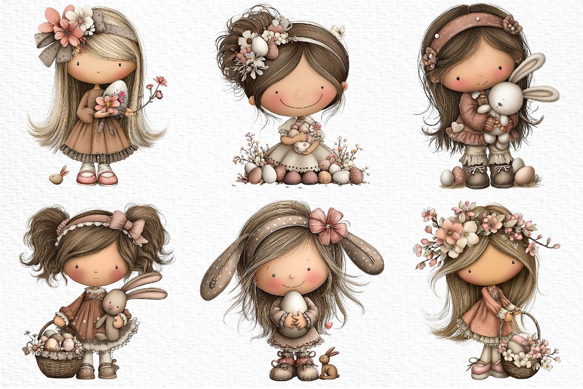 Whimsical Easter Girl Clipart Png, an Illustration by Craft Nest (Photo 4 of 11)