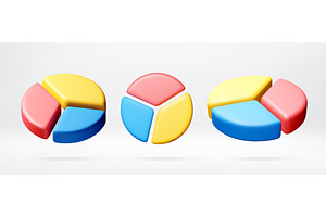 Three colorful 3D pie charts for, a Finance Illustration by Abscent