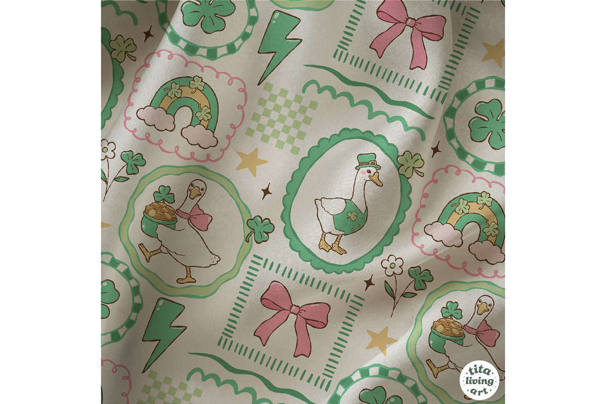 Lucky Goose Seamless Pattern, a Seasonal Illustration by TitaLivingArt (Photo 3 of 13)