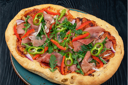 Pizza with hamon, a Food & Drink Photo by Jan Jack Russo Media