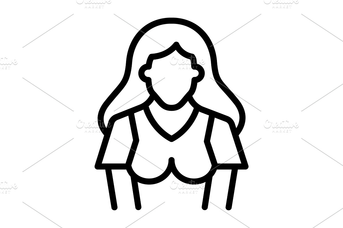 Babes girl black icon, an Outline Icon by Creative priyanka