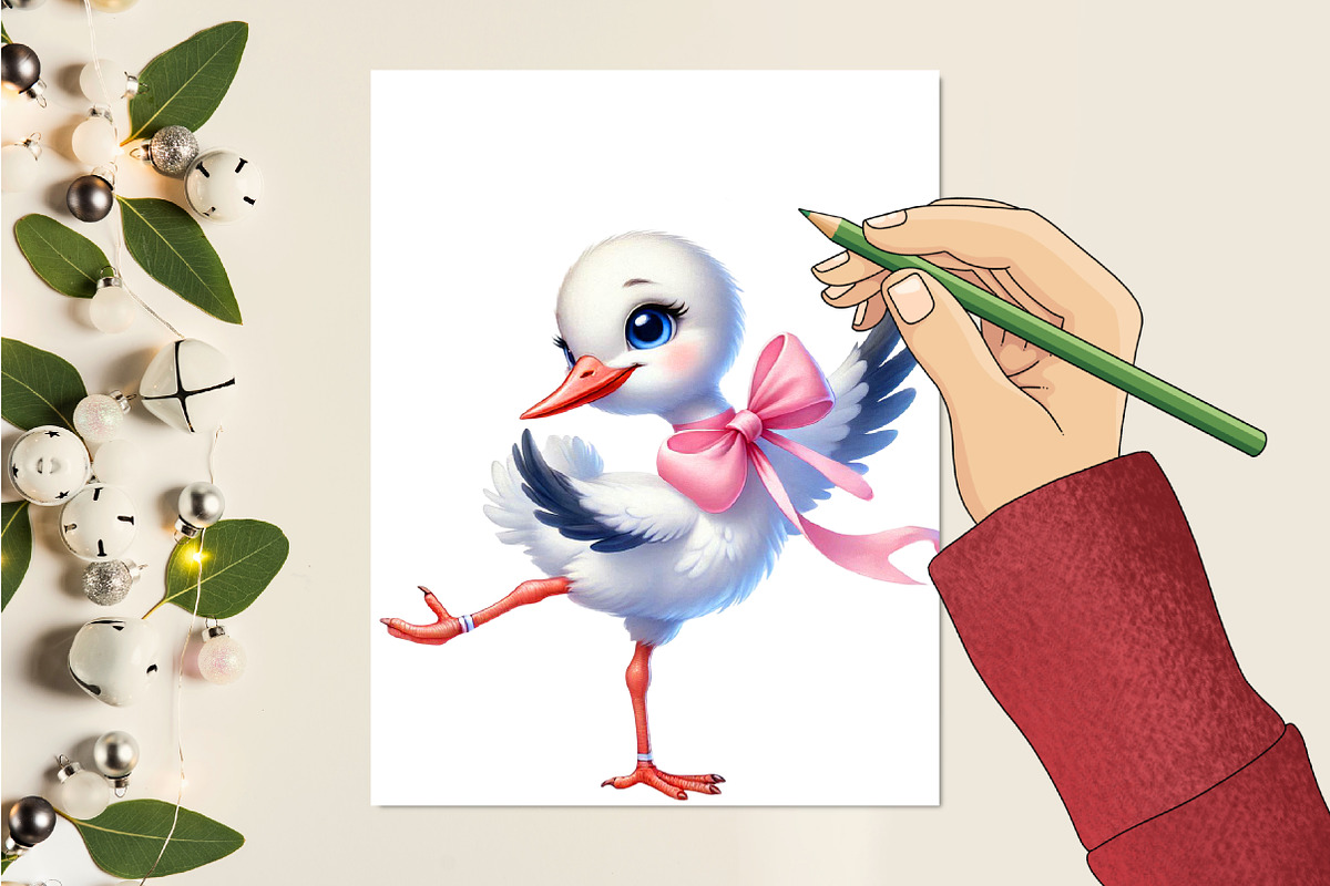 Cute Spring Stork Clipart, an Illustration by RobertsArt (Photo 2 of 7)