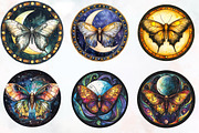 Lunar Moth Stained Glass Clipart, an Illustration by RobertsArt (Thumbnail 3 of 7)