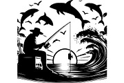 Vintage Fishing Scene Bundle, an Object Graphic by Designer_Momina (Thumbnail 2 of 13)