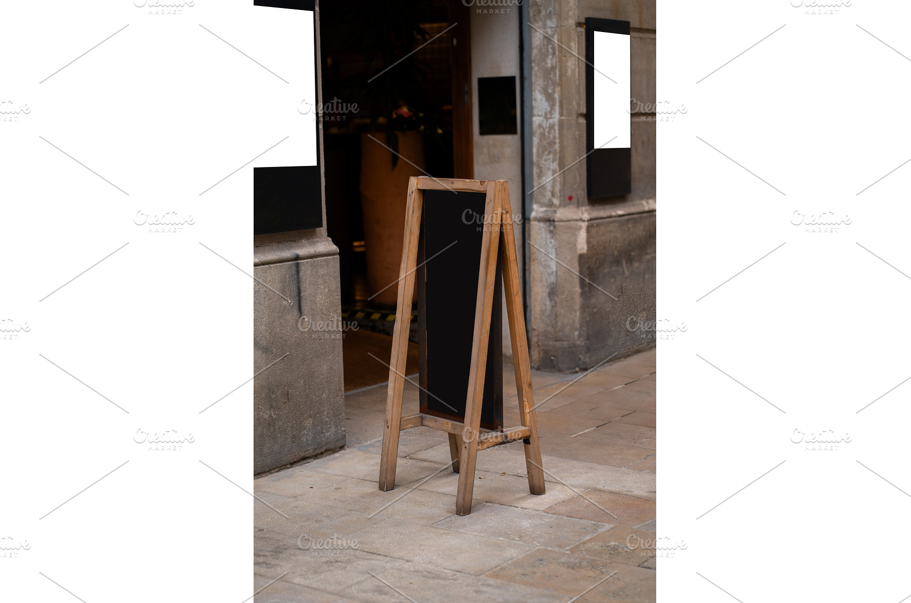 Blank wooden chalkboard sandwich, an Architecture Photo by volodymyrshtun13795