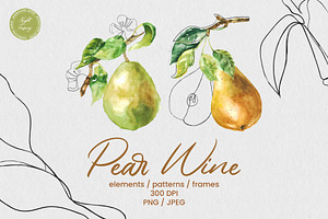 Pear Wine - Fruit Watercolor Clipart