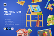 3D Architecture Icons Illustration, an Architecture 3D Model by Flat Icons (Thumbnail 1 of 8)