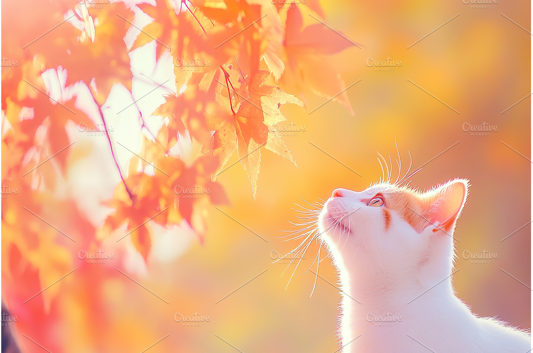White and orange cat looking at, an Animal Photo by Lermont51
