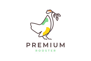 rooster poultry eating leaves logo, a Branding & Logo Template by devastd