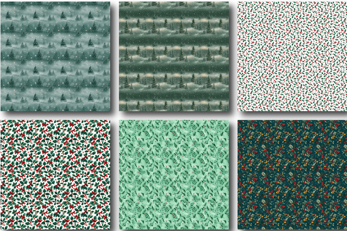 Green Christmas Digital Paper, a Work Illustration by CraftArtStudio (Photo 2 of 4)