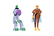 Aliens, space characters, robots set, a Person Illustration by PaperTrident (Thumbnail 3 of 11)