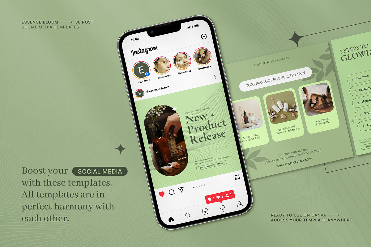 Bloom | Skincare Canva Template, a Social Media Template by prajapixels (Photo 2 of 6)