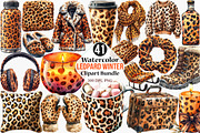 Watercolor Leopard Winter Clipart, an Illustration by Canvas Craft (Thumbnail 1 of 8)