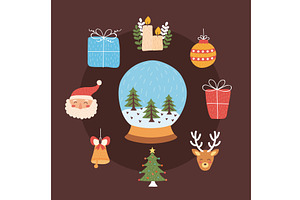 christmas holiday nine icons, an Illustration by studiogstock