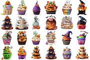 Cute Halloween Cupcakes Clipart, an Object Graphic by Pixxel_Studio (Thumbnail 5 of 7)