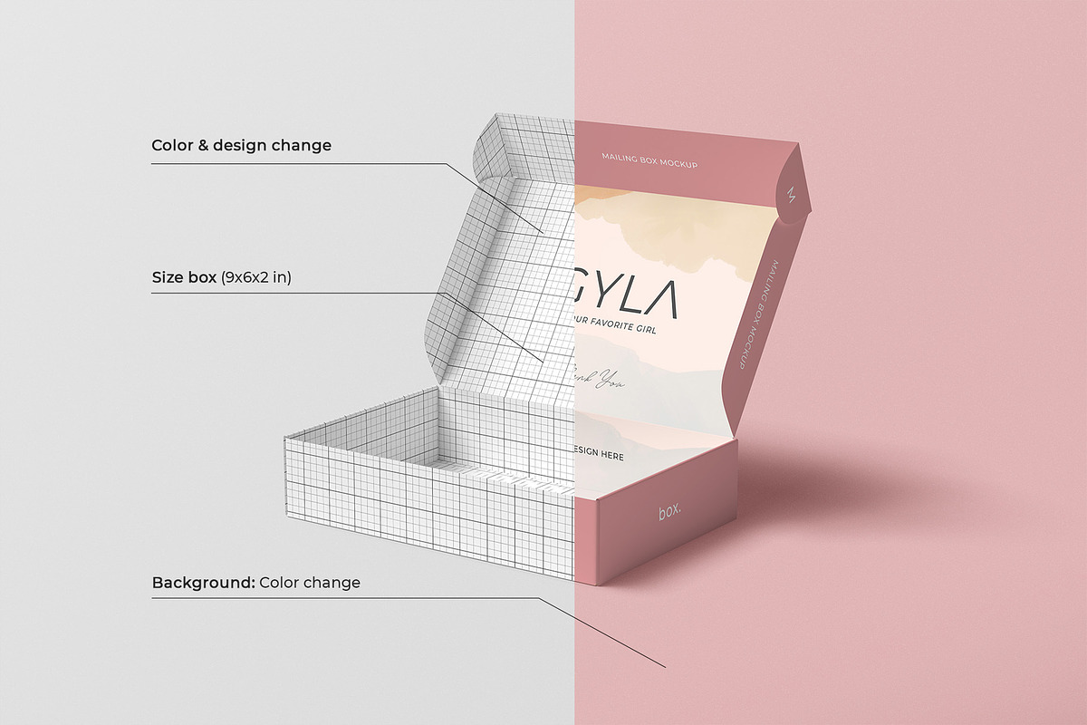 Mailing Box Mockup Set, a Packaging Mockup by Hokagata (Photo 5 of 13)