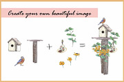 Birds & Cats-Watercolor Clipart, an Animal Illustration by VianneArt (Thumbnail 7 of 9)