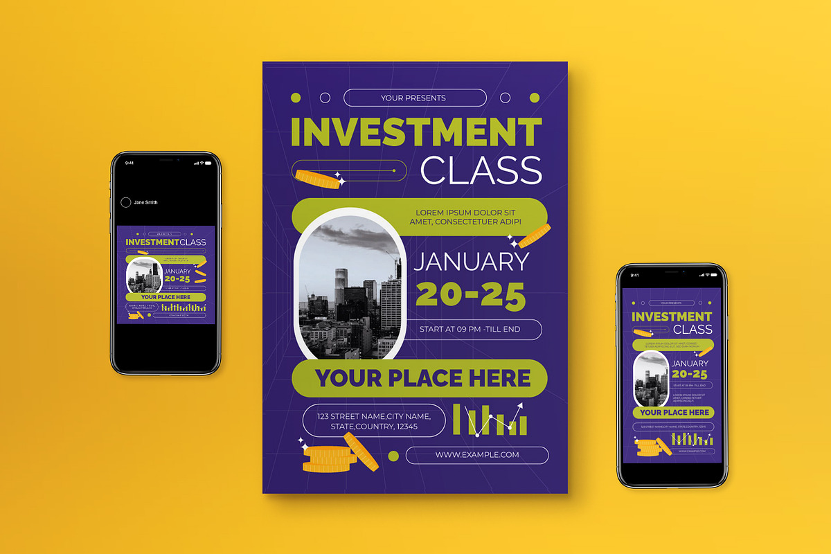 Purple Modern Investment Class Flyer, an Invitation Template by graphicook (Photo 1 of 3)