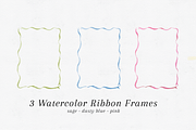 Ribbon Watercolor Border in 3 Colors, an Object Graphic by Design by Laney (Thumbnail 1 of 4)