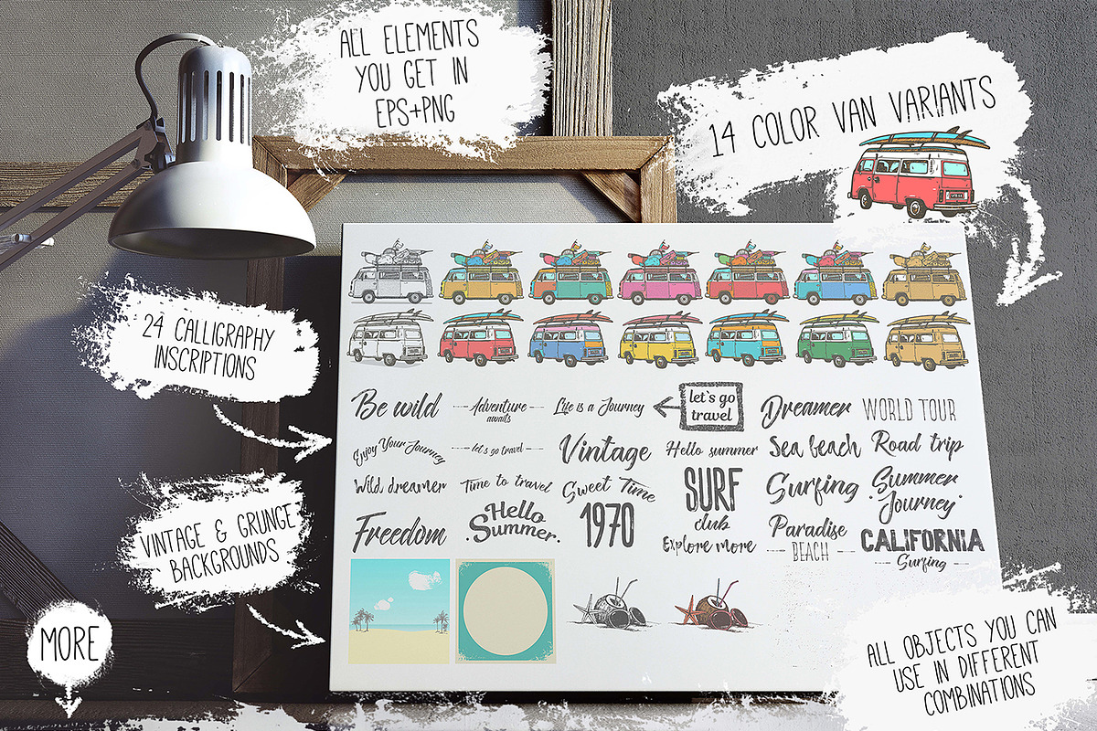 Vintage Hippie Van Print design, an Education Illustration by Krapio (Photo 2 of 4)