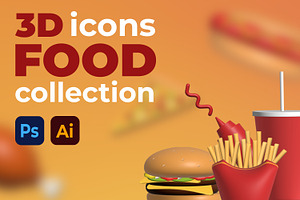 3D Food Icons Collection, an Object Graphic by tinuwiell